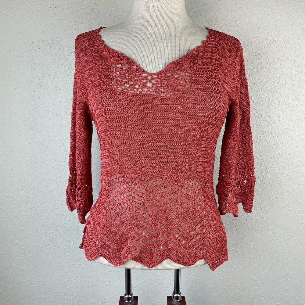 Bette Paige Loose Knot V-Neck Sweater Size L EUC
